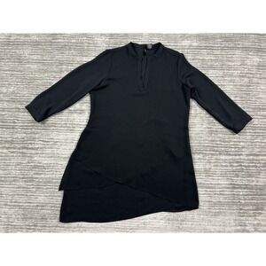 New Directions Top Womens Small Black 3/4 Sleeve Polyester Tunic
